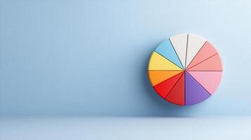 colorful pie chart representing diverse segments against light blue background photo