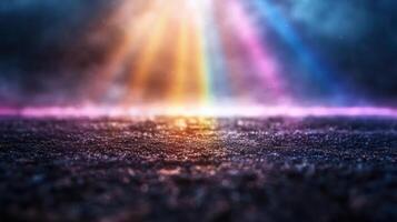 vibrant display of light reflecting through misty atmosphere creates surreal scene photo