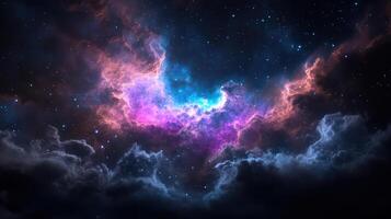 vibrant deep space photograph of colorful nebula with swirling clouds and stars photo