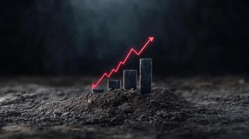 Rising financial bar charts symbolize growth and success in dark environment photo