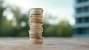 Stacked coins representing wealth and investment photo