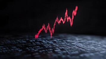 digital growth chart with rising red line symbolizes financial success and market trends photo