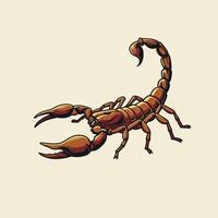 Illustrated Scorpion with Curved Tail and Prominent Claws on Light Background vector