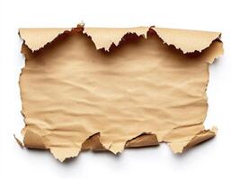 Torn brown paper sheet creating a rustic backdrop for crafts photo