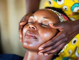 Relaxation and rejuvenation during a facial massage session photo