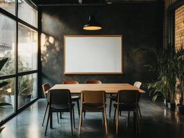 Stylish conference room with a modern design and natural light photo
