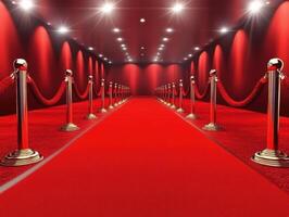 Red carpet entrance at a glamorous event setting photo