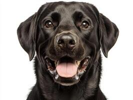 Black Labrador retriever with friendly expression indoors photo