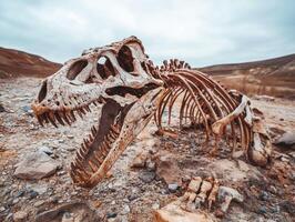 Dinosaur skeleton discovered in remote desert area during excavation photo
