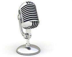 Vintage microphone stands alone on a clean background photo