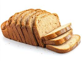 Freshly sliced whole grain bread on a white background photo