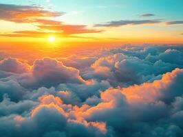 Sunrise over clouds creates breathtaking view at dawn photo