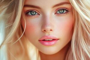 Young woman with beautiful eyes and soft features photo
