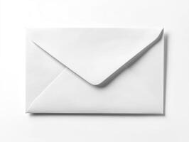 White envelope placed on a clean surface ready for mailing photo