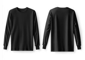 Black long sleeve shirt displayed from front and back views photo