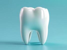 Creative 3D representation of a tooth on a turquoise background photo