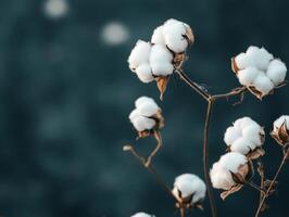 Cotton plants blooming in a field during sunny weather photo