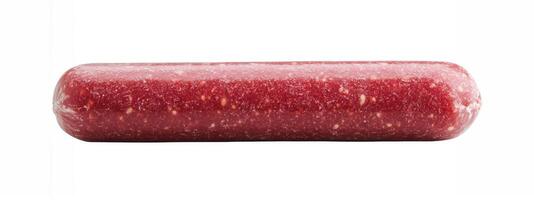 Frozen meat product displayed on a plain background photo