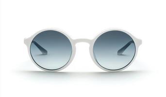 Elegant white round sunglasses with gradient lenses photo