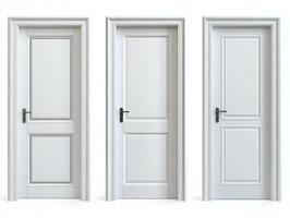 Elegant white doors arranged side by side in a minimalist setting photo