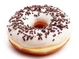 Chocolate sprinkle donut on a white background photo