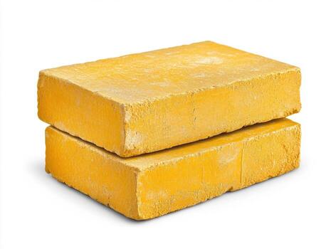 Yellow building bricks stacked for construction use photo