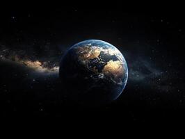 View of Earth from space showcasing vibrant continents and oceans photo