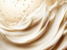 Delicate cream waves with bubbles against a light background photo
