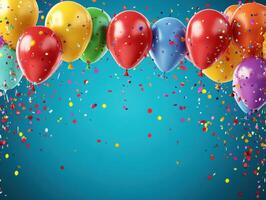 Balloons and confetti create a festive celebration vibe photo