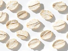 White oats arranged neatly on a bright backdrop photo