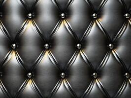 Elegant padded wall design with buttons in luxurious fabric photo