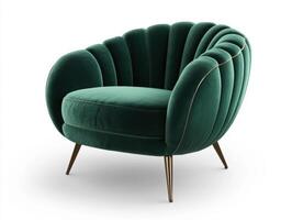 Stylish green velvet chair with elegant design and modern flair photo