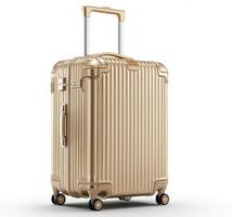 Stylish gold suitcase ready for travel adventures this summer photo