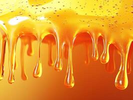 Golden honey dripping from a hive against a warm backdrop photo