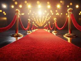 Red carpet event with bright lights and elegant setting photo