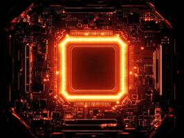 Exploring vibrant circuits of a futuristic electronic chip design photo