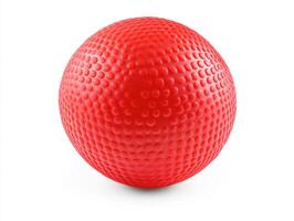 Bright red rubber ball with textured surface for active play photo