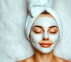 Facial treatment at a spa with relaxing ambiance and soothing mask photo