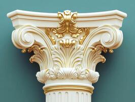 Decorative architectural column highlighting ornate design details photo