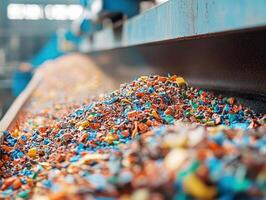 Plastic waste recycling process in a modern facility photo