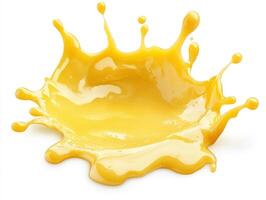 Bright yellow liquid or cheese splash captures dynamic motion and fluidity photo