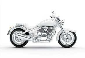 Stylish white motorcycle on a clean background in a studio setting photo