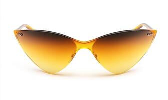 Stylish amber cat-eye sunglasses on a plain background photo