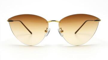 Stylish cat-eye sunglasses with gradient lenses on a white background photo