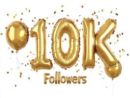 Celebration of reaching 10,000 followers with golden balloons photo