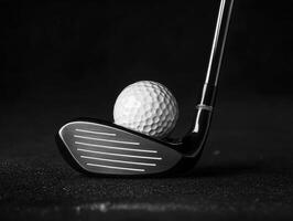 Golf club and ball ready for a perfect swing in low light photo