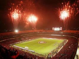 Excitement builds as fireworks light up the stadium after the game photo
