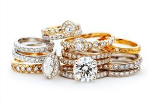 Elegant collection of sparkling rings displayed beautifully photo