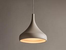Elegant hanging light fixture illuminating a neutral space photo