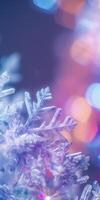 Close-up of Decorative Snowflake with Blurred Background Lights photo